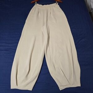 Aritzia Talulah Pants Womens Small White Knit Harem Crop Elastic Waist Relaxed